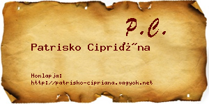 Patrisko Cipriána névjegykártya